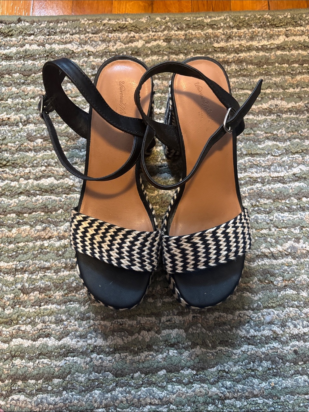 Universal Thread Black Woven Strap Wedge Sandals